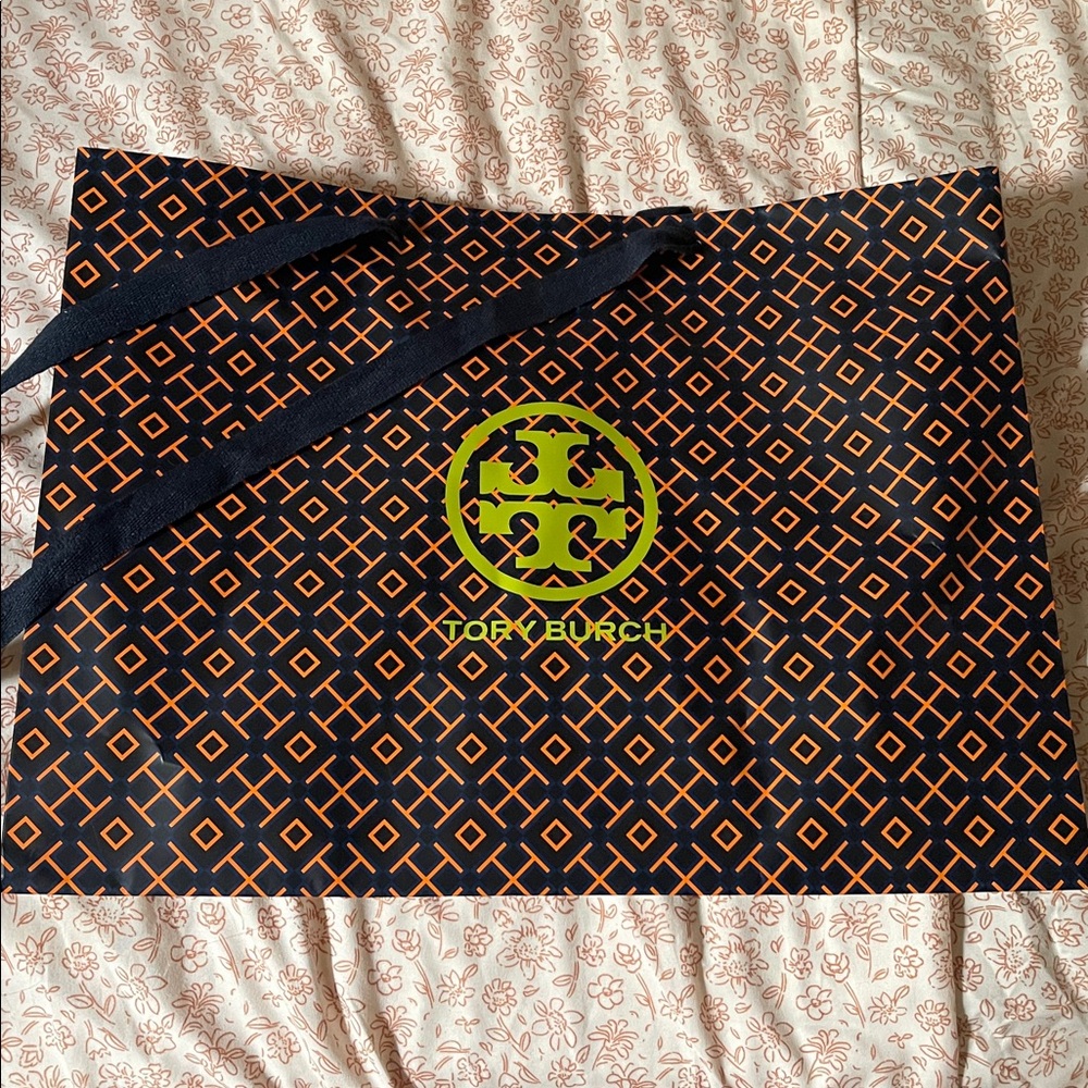 Tory Burch Black and Orange shopping bag